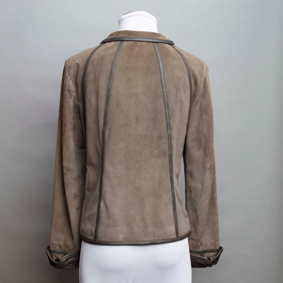 Classiques Entier Brown Gray Leather Jacket - Picture 2 of 9